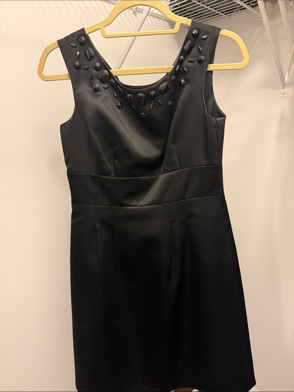 LOFT Black Sleeveless Mini Dress with Bead Embellishment